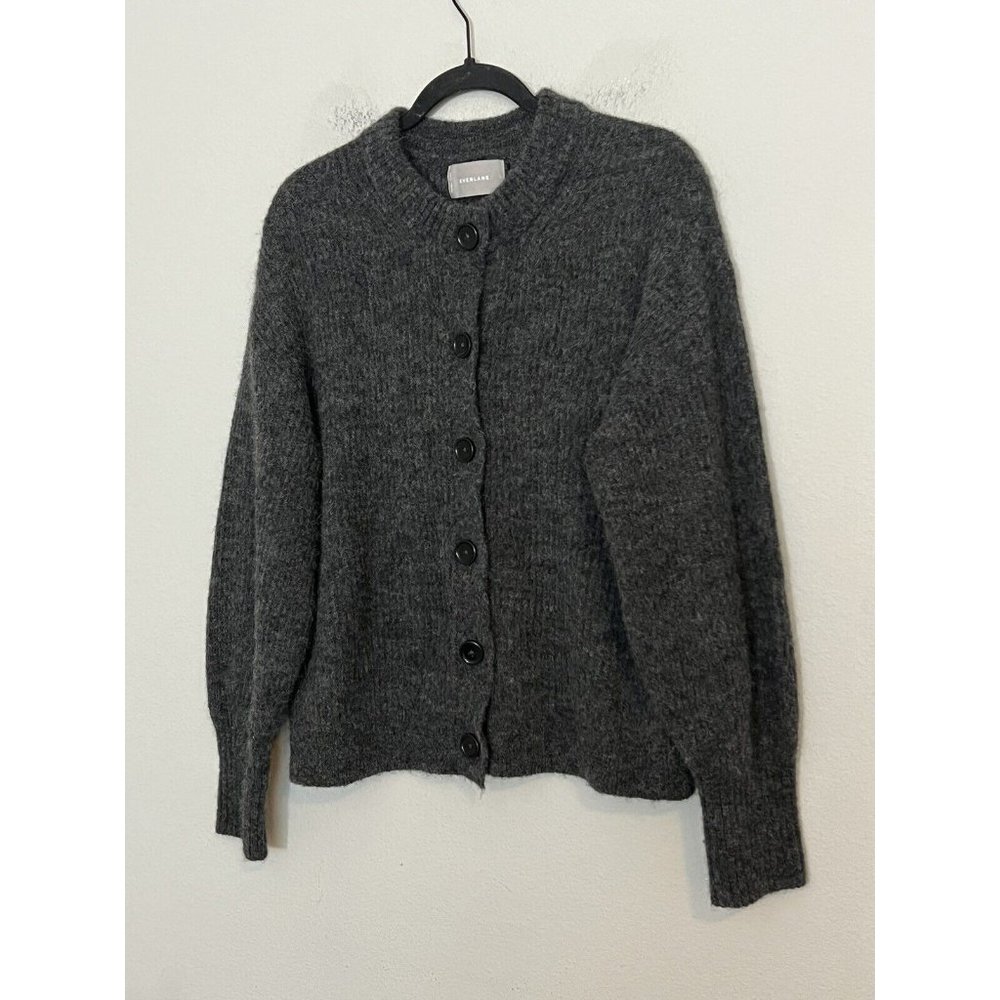 Everlane Alpaca Blend Knit Charcoal Gray Button Down Cardigan Size Large